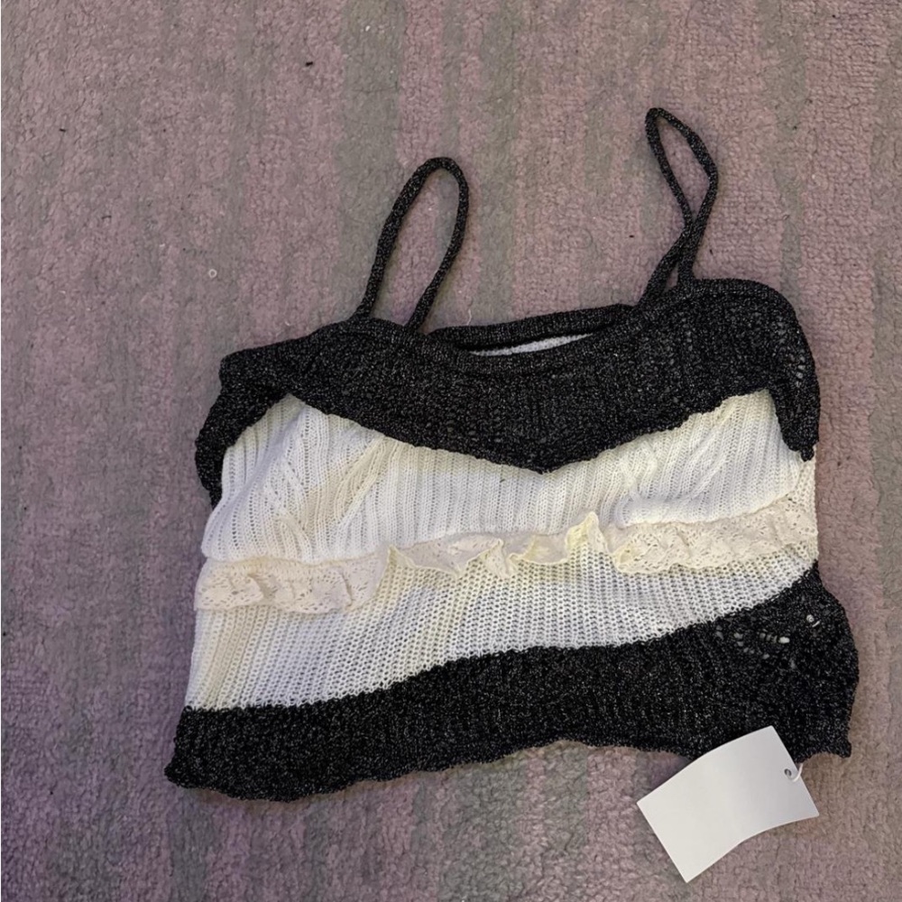 Chic Black and White Knit Tank Top